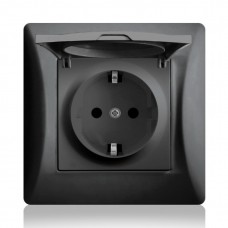 Πρίζα Σούκο με Καπάκι Μαύρο 16A Lineme H-Series 50-00114-2
